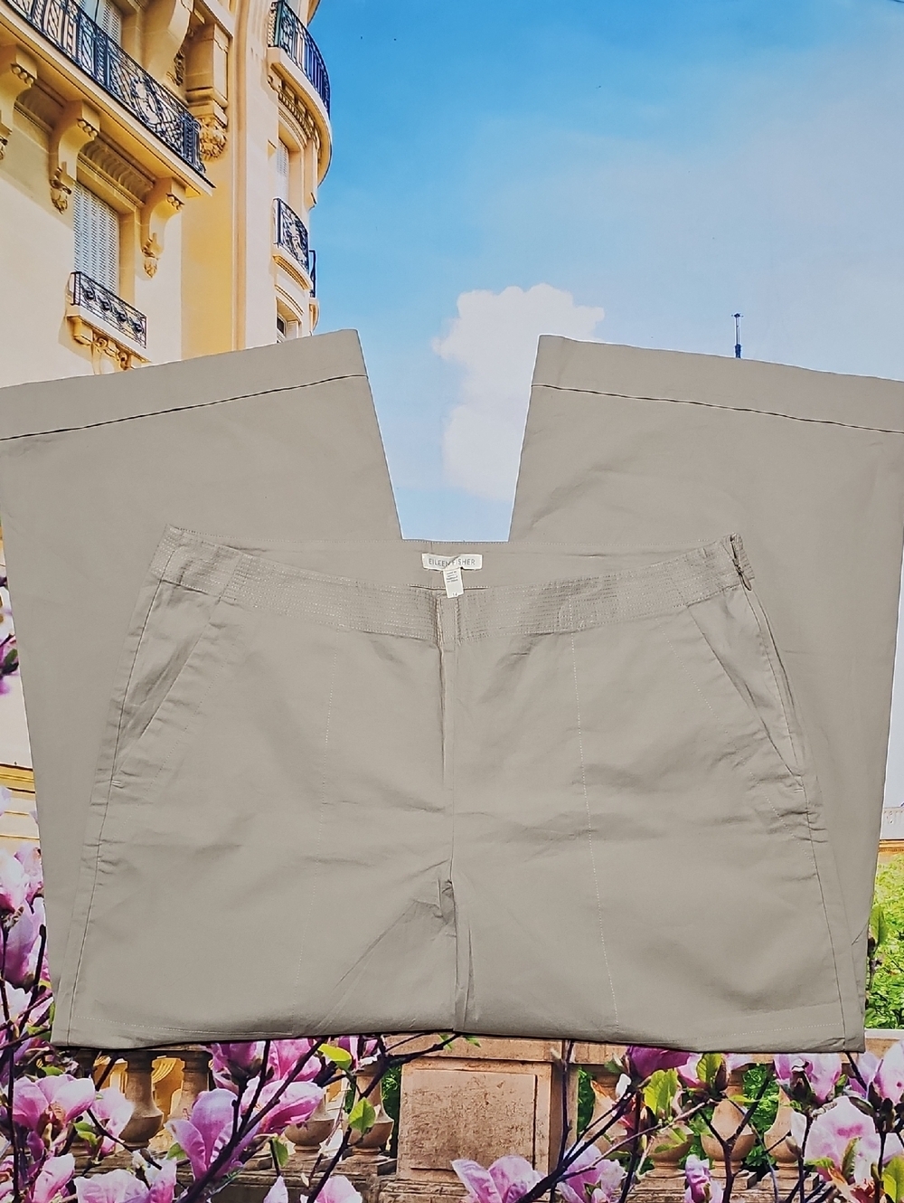 Eileen Fisher Tan Wide‎ Leg Cropped Pants Size 14 NWOT